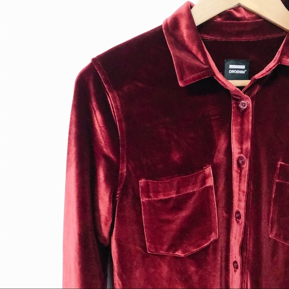 dr denim Tops - DrDenim Red Velvet Blouse - XS